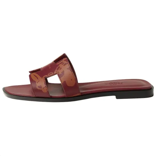 HERMES Oran Slide Slippers Women's Red