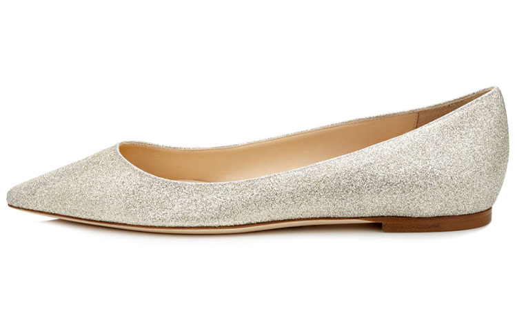Jimmy Choo ROMY Flat Comfortable and Trendy Women's Casual Shoes Women's Platinum Gold