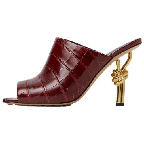 Bottega Veneta Knot Slide Slippers 9cm Women's Red