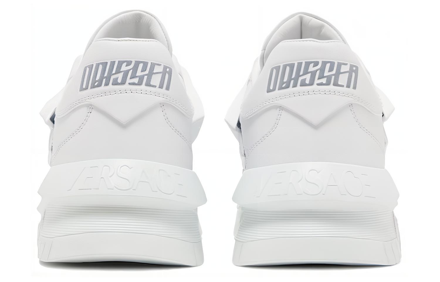 VERSACE Odissea Cow Leather, Leather Low top Casual Shoes Men's White