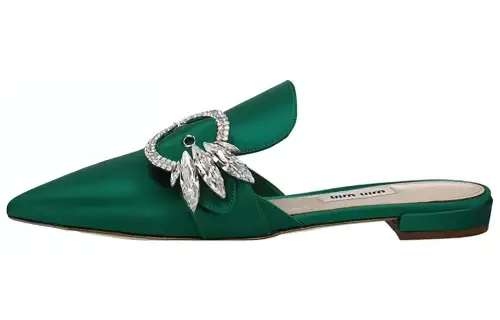 MIU MIU Leather Casual Shoes Women's Green