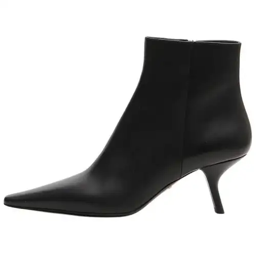 PRADA Pu Pointed Toe Ankle Boots Women's Black