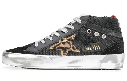 Golden Goose Mid Star Mid top Skateboard Shoes Women's Black Distressed