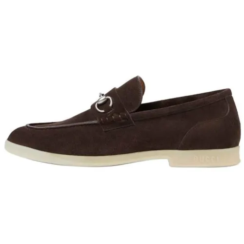 GUCCI Horsebit Suede Loafers Men's Dark Brown