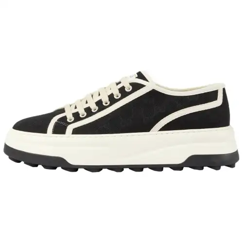 GUCCI Canvas Stylish Skateboarding Shoes Men's Black White