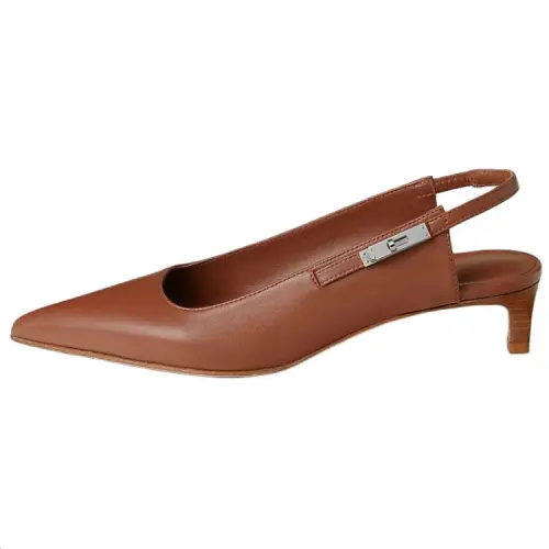 HERMES Lover Slim Heel High Heels 4cm Women's Brown
