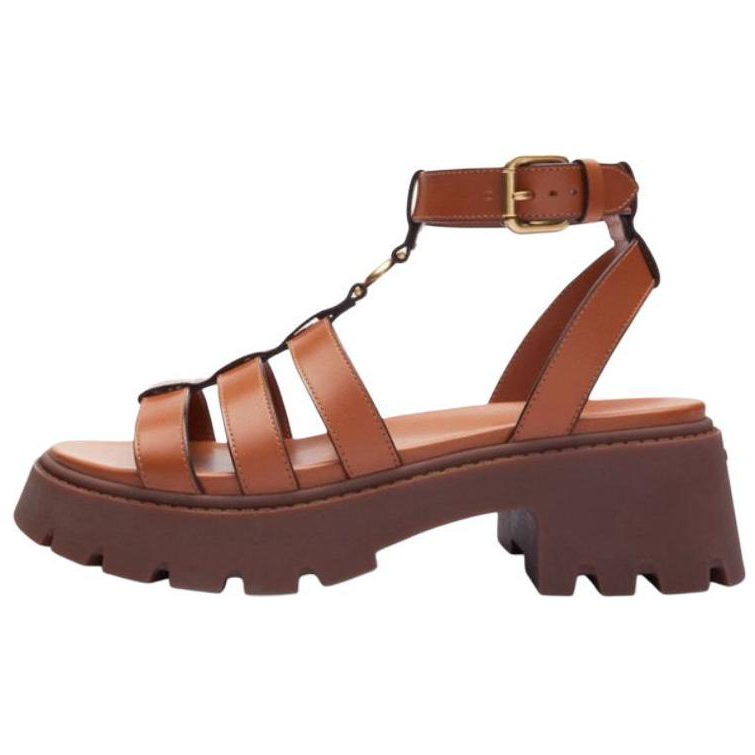 Женские сандалии COACH на платформе (коричневые)