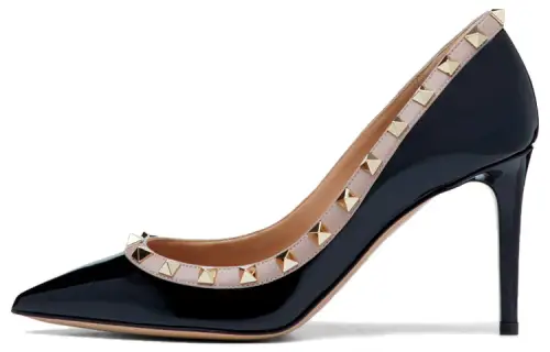 Valentino Rockstud GARAVANI Leather Slim Heel High Heels 10cm Women's Black