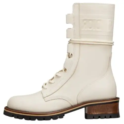 DIOR Trendy Crew Combat Boots Women's White