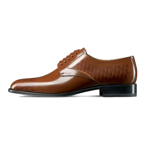 DIOR Timeless Leather Comfortable Round Toe Dress Shoes Men's Brown