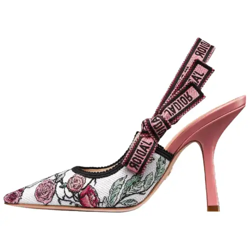 DIOR J'Adior Cotton Fabric Slim Heel High Heels 10cm Women's Pink