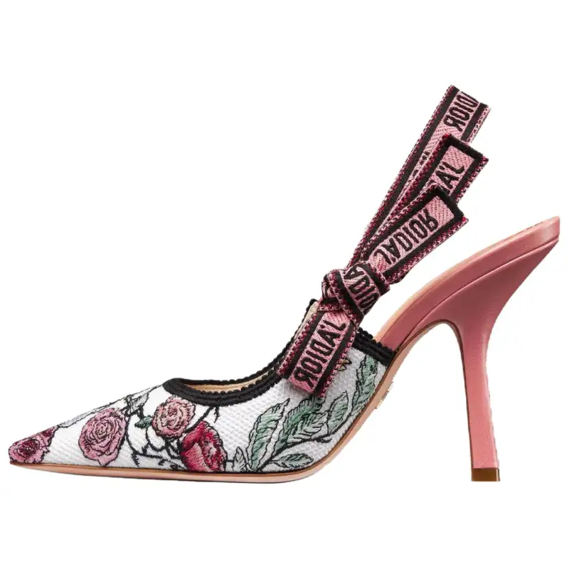 DIOR J'Adior Cotton Fabric Slim Heel High Heels 10cm Women's Pink