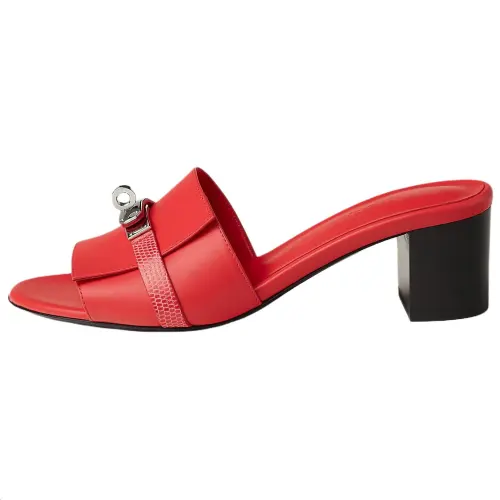HERMES Gigi Slide Slippers 5cm Women's Red