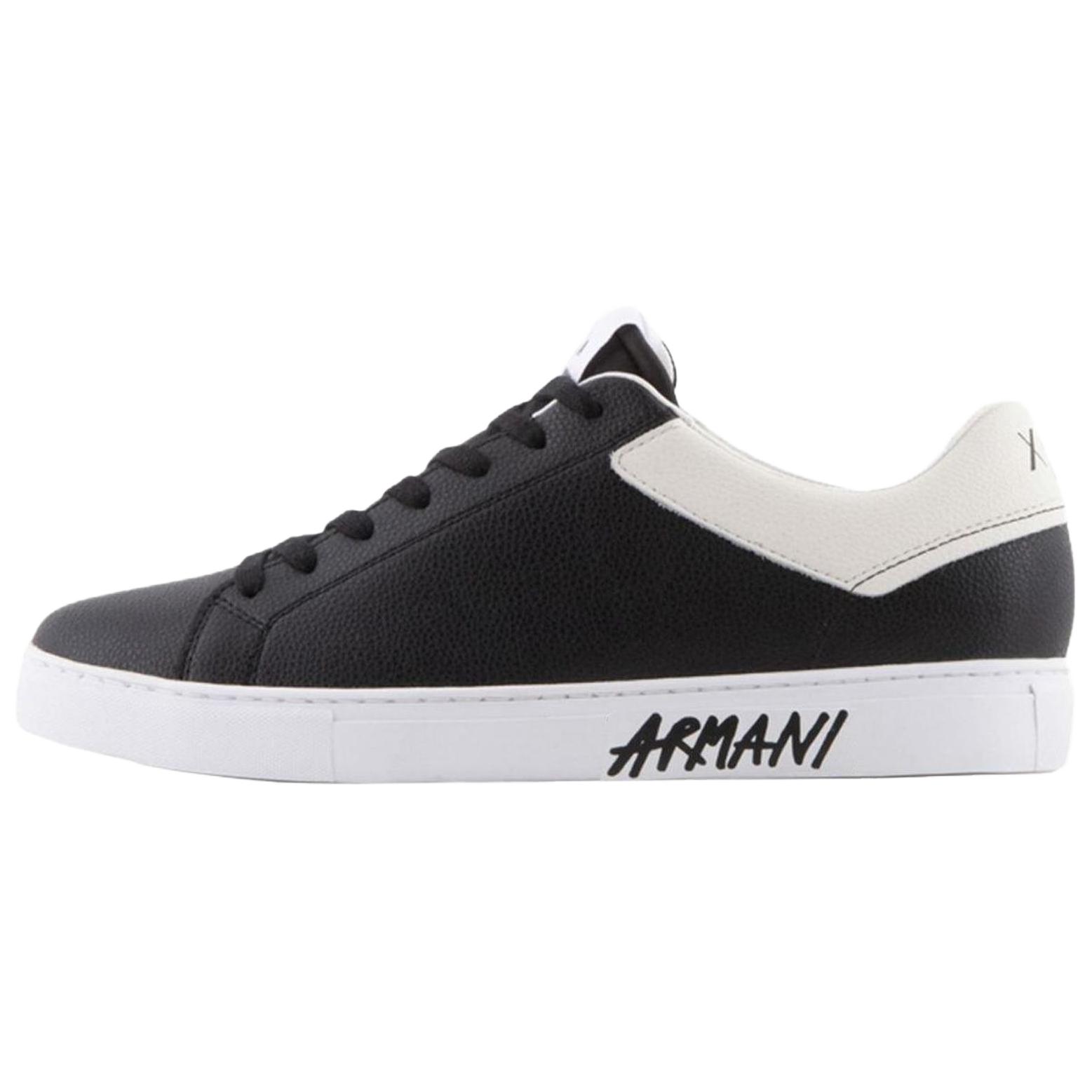 ARMANI EXCHANGEAE Leather Low top Skateboard Shoes Men's Black