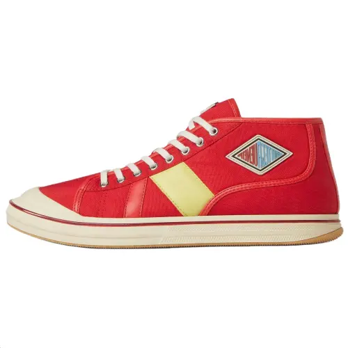 Bottega Veneta Eliot Mid top Canvas Shoes Women's Red