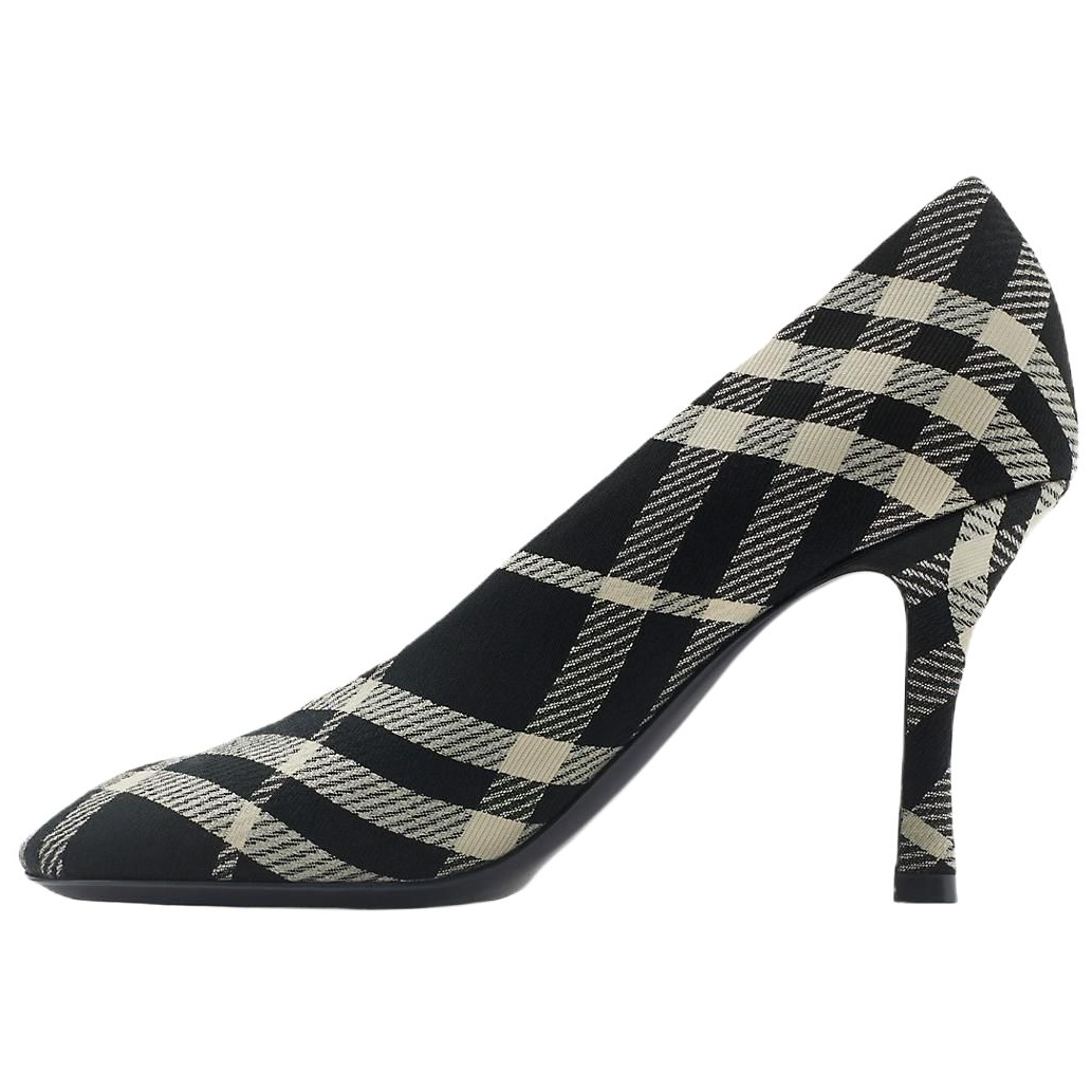 Burberry Check Slim Heel High Heels 8.5cm Women's Black