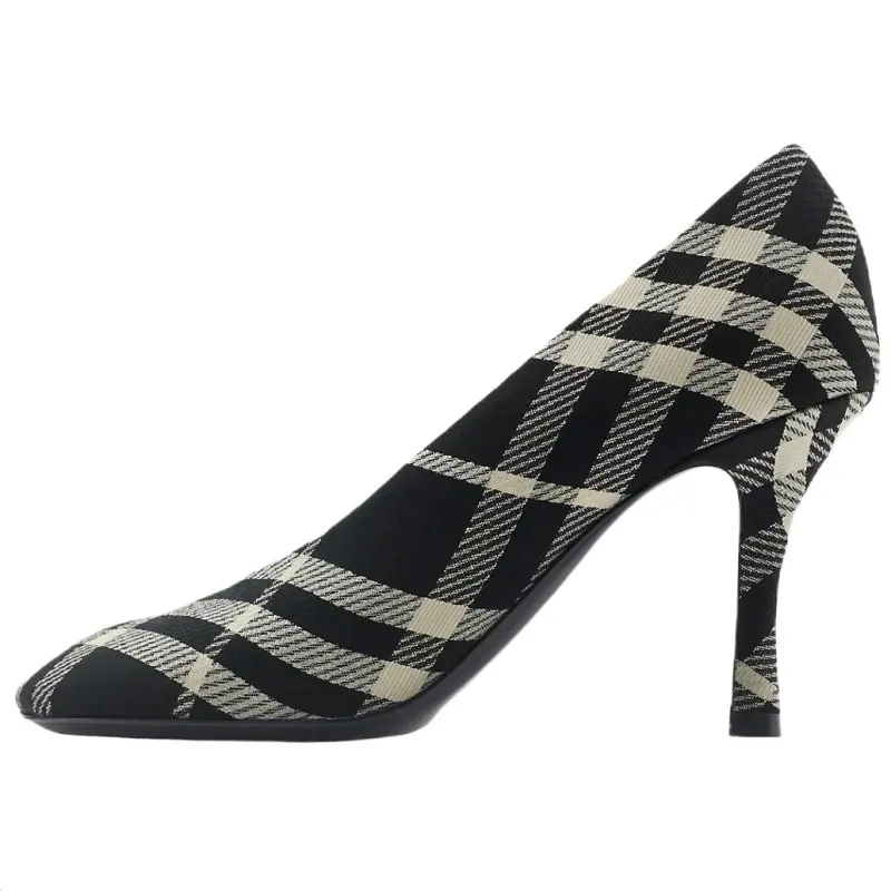 Burberry Check Slim Heel High Heels 8.5cm Women's Black