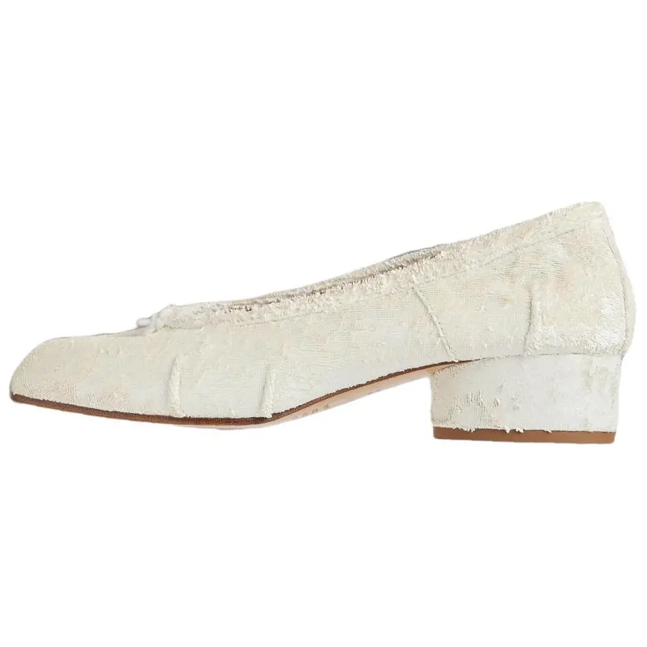 Maison Margiela Tabi Sheepskin Chunky Heel High Heels 3cm Women's White
