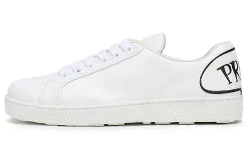 PRADA Cow Leather Low top Casual Skate Shoes Women's White Black