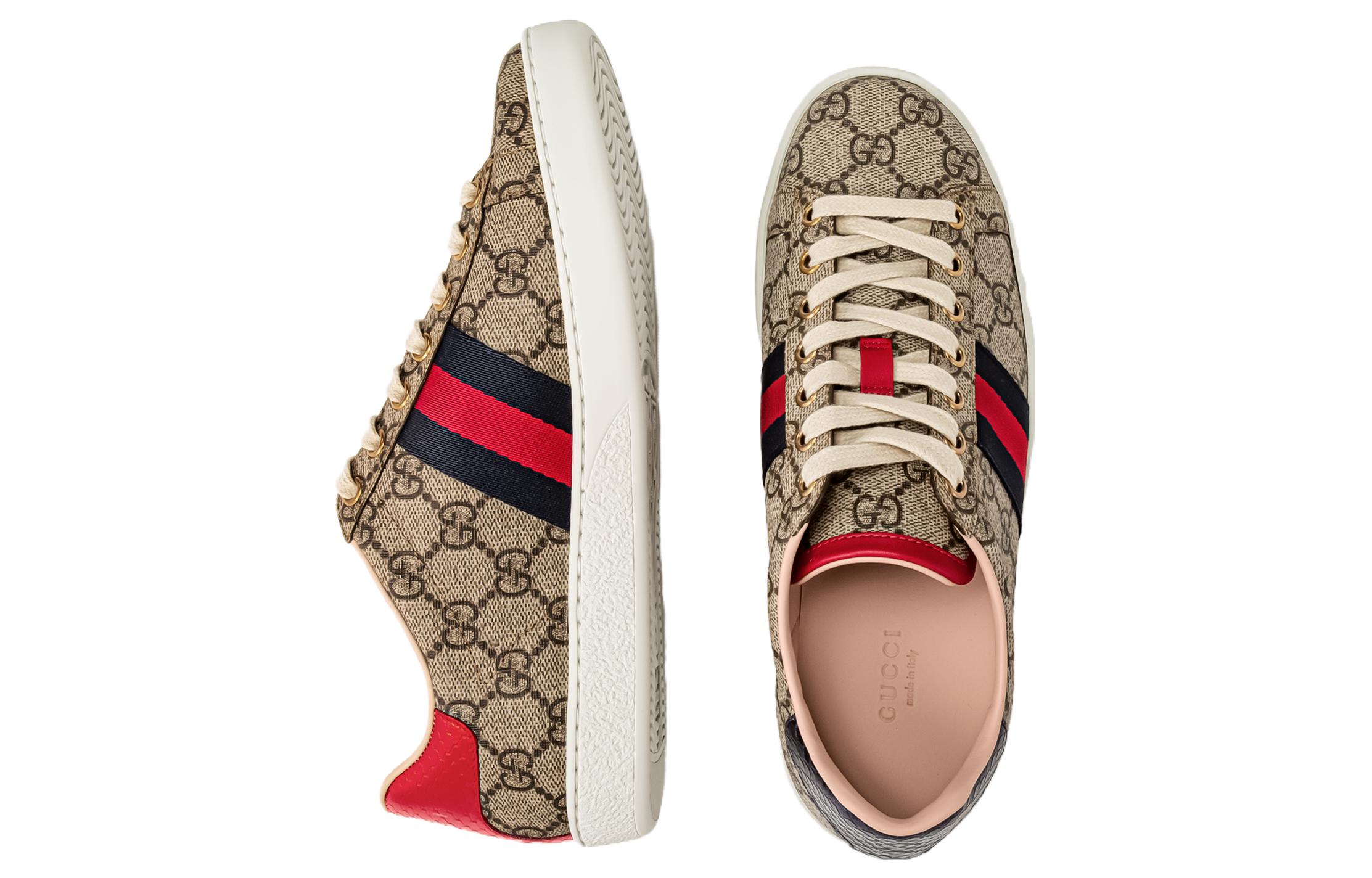 Женские кеды Gucci ACE GG Supreme (бежевые) — фото 4