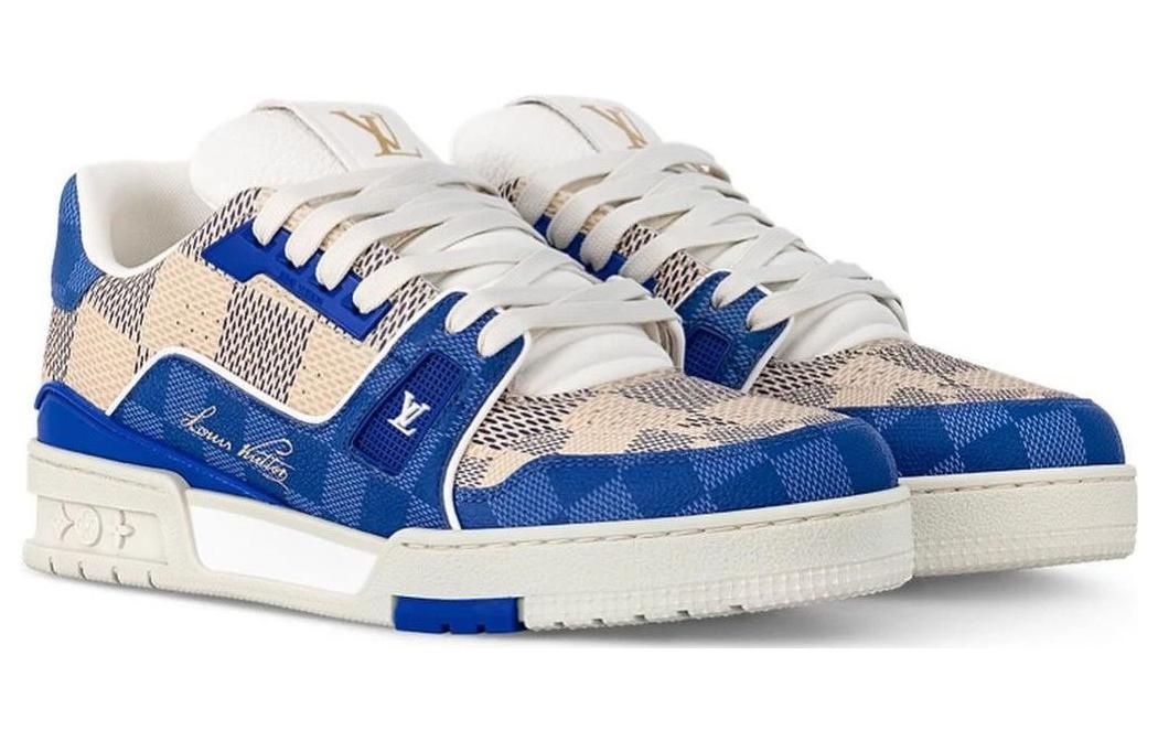 Мужские кеды Louis Vuitton LOUIS VUITTON Trainer (сине-бежевые) — фото 2