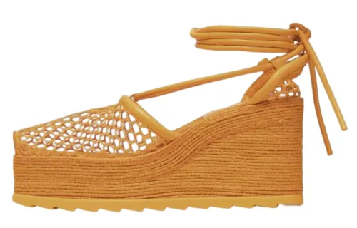 Bottega Veneta Stretch Fabric Platform Wedge Heel Casual Shoes Women's Orange