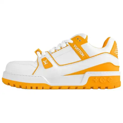 LOUIS VUITTON Trainer Maxi Little Jigglypuff Leather Low top Skateboard Shoes Unisex White Yellow