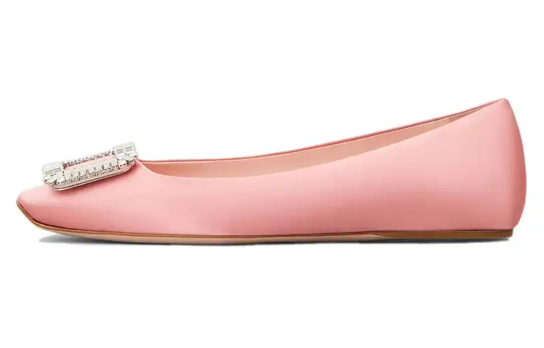 Roger Vivier Roger Vivier Trompette Diamond Buckle Silk Satin Ballet Shoes Women's Casual Shoes Women's Pink