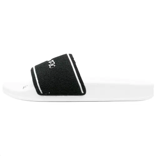 OFF WHITE Chenille Slide Logo Embroidered Black White