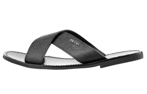 PRADA Leather Stylish Sandal Men's Black