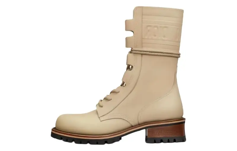 DIOR Quest Leather Ankle Boots Women's Beige