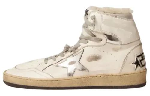 Golden Goose Sky Star Skateboard Shoes Women's High Top White