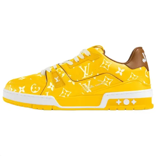 LOUIS VUITTON Trainer Cow Leather Low top Skateboard Shoes Unisex Yellow