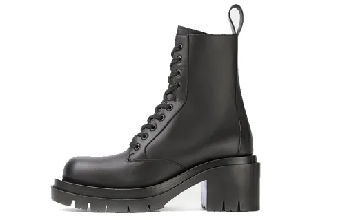 Bottega Veneta Lug Vintage Short Combat Boots 7cm Women's Black