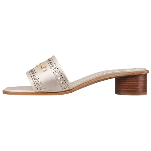 DIOR D Lane Slide Slippers 3.5cm Women's Gold