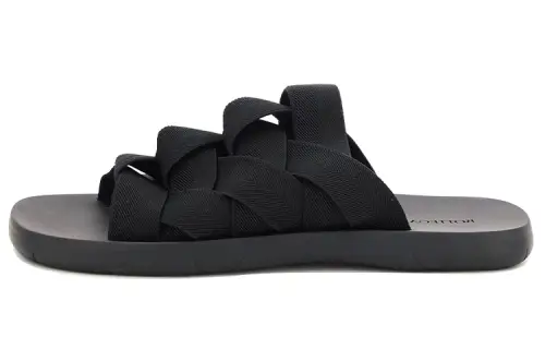 Bottega Veneta Intrecciato Elastic Slides Black