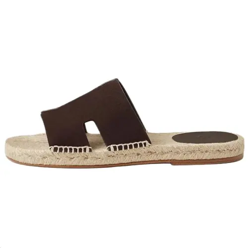 HERMES Antigua Slide Slippers Men's Dark Brown