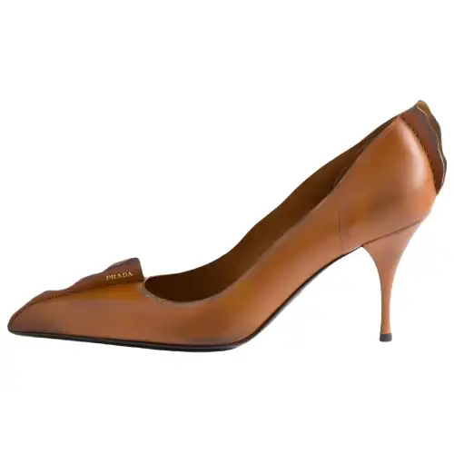 PRADA Slim Heel High Heels 8.5cm Women's Cognac