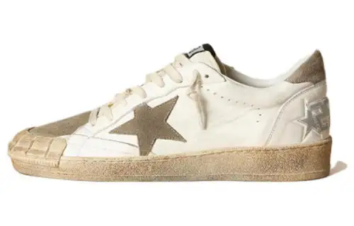 Golden Goose Ball Star Leather Low top Skateboard Shoes Women's White Distressed