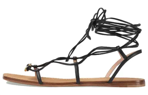 GUCCI Interlocking Leather Roman Sandals Women's Black