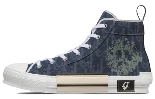 DIOR Sneaker B23 High Top Sneaker Blue Oblique And Peace Sign DIOR Tears Denim