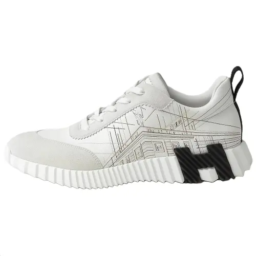 HERMES Bouncing Low top Casual Shoes Men's White