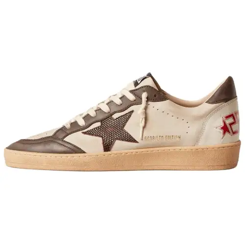 Golden Goose Ball Star LTD Cow Leather Low top Skateboard Shoes Men's Brown
