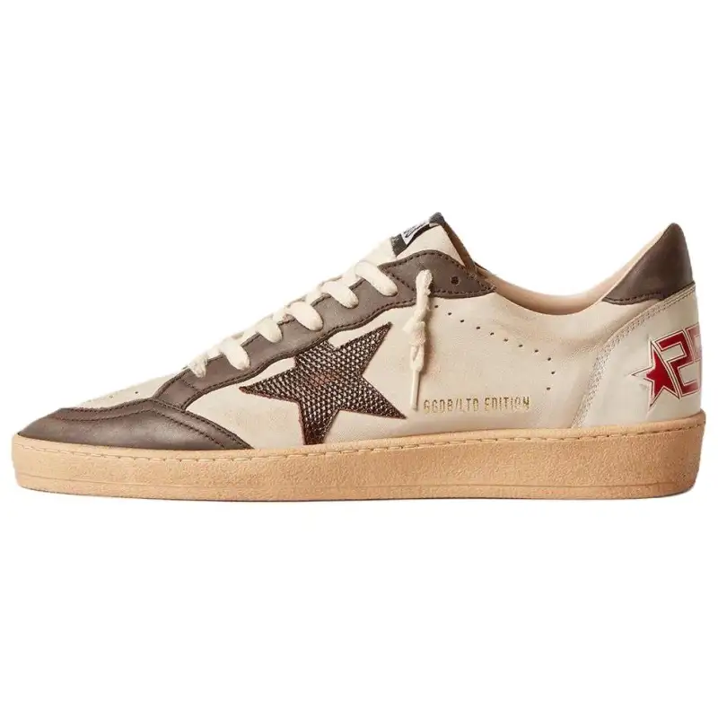 Golden Goose Ball Star LTD Cow Leather Low top Skateboard Shoes Men's Brown