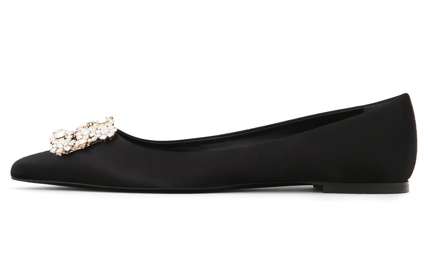 Roger Vivier Roger Vivier Satin Buckle Ballet Casual Shoes Women's Black