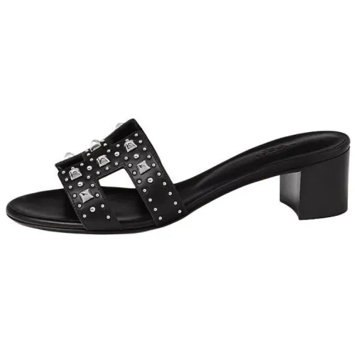 HERMES Oasis Slide Slippers 5cm Women's Black
