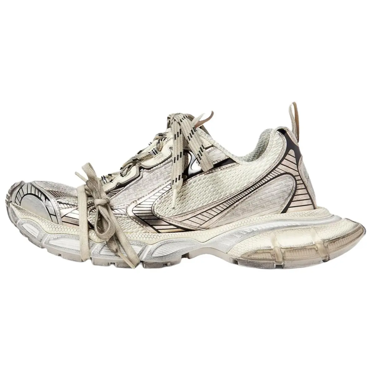 Balenciaga 3XL Mesh, Leather Low top Chunky Sneakers Women's Champagne