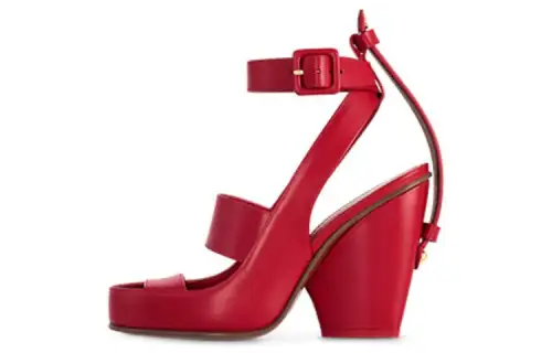 LOUIS VUITTON Trinity Leather One Strap Sandals Women's Red