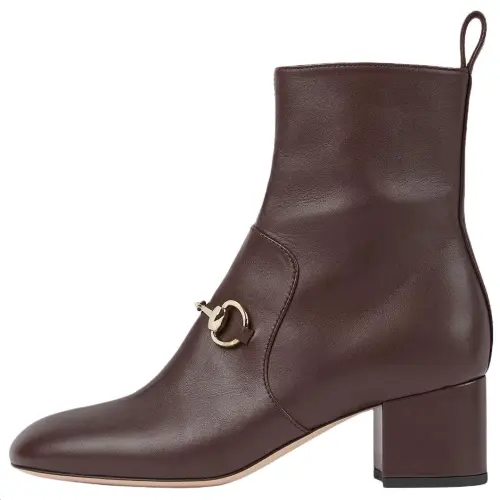 GUCCI Leather Ankle Boots 5.5cm Women's Brown