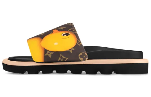 LOUIS VUITTON Pool Pillow Comfort Slide Slippers Women's Brown